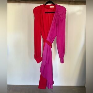 Choosy Red and Pink Wrap Dress